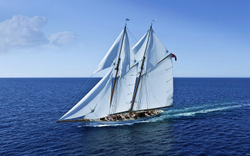 Картинка корабли парусники водоем волна облака