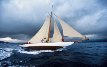 Картинка корабли Яхты водоем парус люди облака