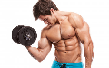 Картинка спорт фитнес парень гантели