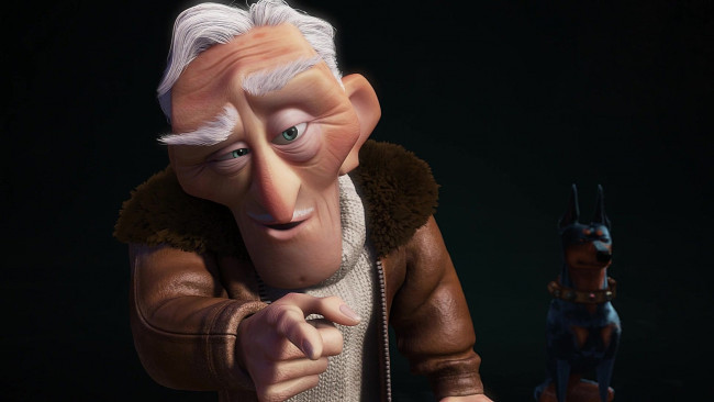 Обои картинки фото мультфильмы, up, доберман, собака, дедушка, мужчина