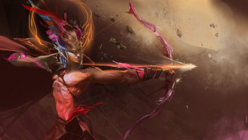 Картинка фэнтези люди лук мужчина фон стрела