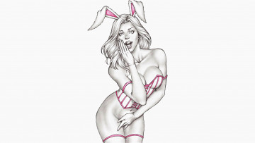 Картинка рисованное комиксы девушка уши фон взгляд