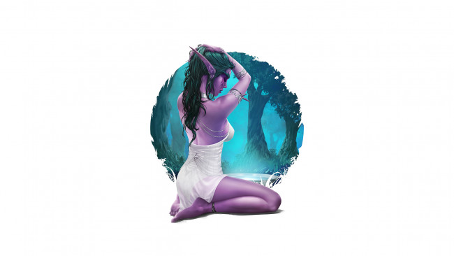 Обои картинки фото фэнтези, эльфы, тату, фон, девушка