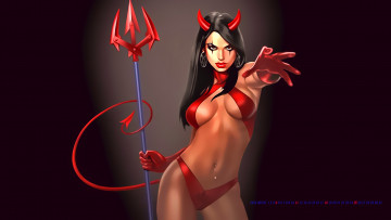 Картинка календари фэнтези женщина существо девушка демон хвост рога calendar 2019