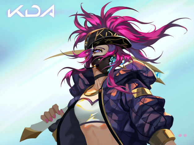 Обои картинки фото видео игры, league of legends, kda, akali, кепка, куртка