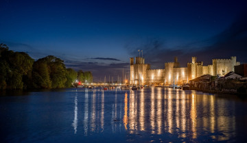 обоя города, замок кернарфон , северный уэльс,  великобритания, замок, карнарвон