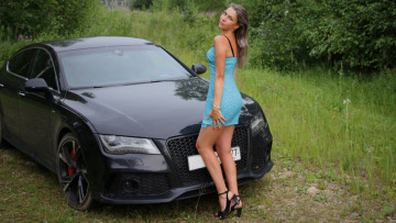 обоя автомобили, -авто с девушками, audi, девушка