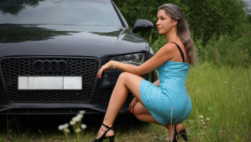 обоя автомобили, -авто с девушками, audi, девушка