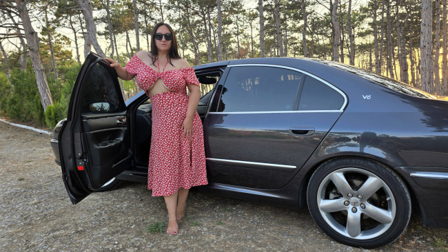 Обои картинки фото автомобили, -авто с девушками, peugeot, 607, v6