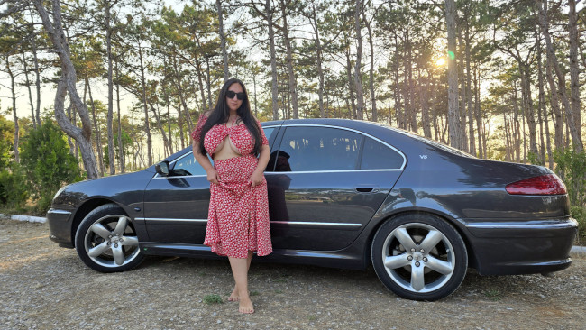 Обои картинки фото автомобили, -авто с девушками, peugeot, 607, v6