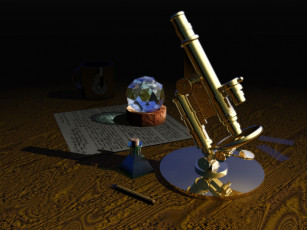 Картинка 3д графика другое алмаз микроскоп стол