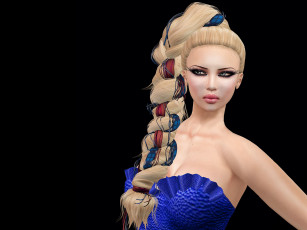 Картинка 3д графика portraits портрет блондинка коса