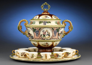 обоя разное, посуда, столовые, приборы, кухонная, утварь, фарфор, чашки, чаша, роспись