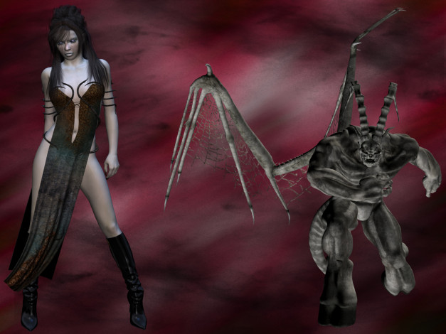 Обои картинки фото 3д, графика, fantasy, фантазия, девушка, существо