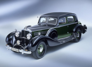 Картинка автомобили классика автомобиль серо-голубой фон