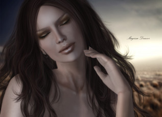 Картинка 3д графика portraits портрет лицо девушка волосы