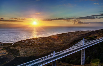 Картинка природа восходы закаты море закат мост пейзаж