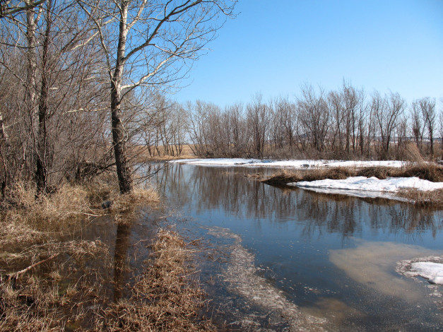 Обои картинки фото ранняя, весна, апрель, природа, реки, озера, казахстан, брещук, талый