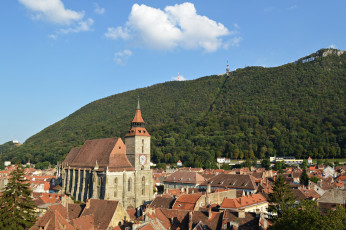 Картинка brasov romania города панорамы black church панорама крыши горы Чёрная церковь румыния брашов