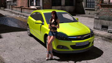 Картинка автомобили 3д девушка автомобиль