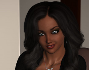 Картинка 3д+графика портрет+ portraits девушка взгляд фон