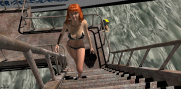 обоя 3д графика, фантазия , fantasy, море, фон, взгляд, девушки