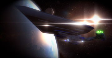 обоя космос, арт, планета, вселенная, полет, космический, корабль