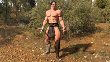 Картинка 3д+графика фантазия+ fantasy мужчина природа тпор фон меч