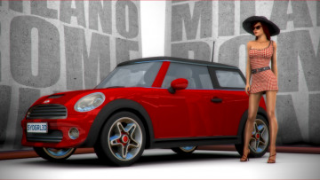 Картинка автомобили 3d+car&girl девушка взгляд фон автомобиль