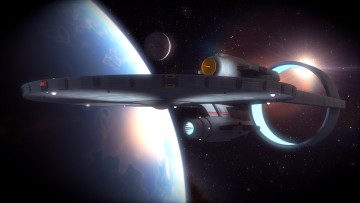 обоя космос, арт, планета, вселенная, полет, космический, корабль