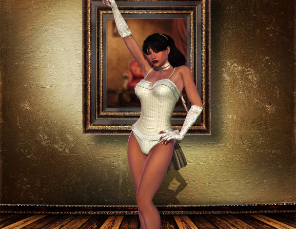 Обои картинки фото 3д графика, люди , people, девушка, взгляд, фон