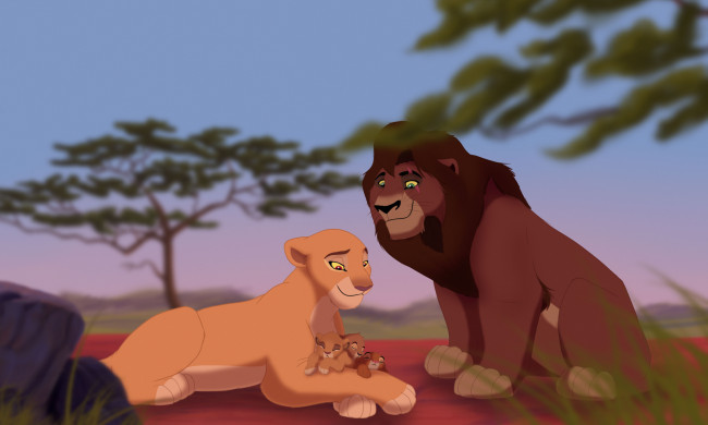 Обои картинки фото векторная графика, мультфильмы , cartoons, львы