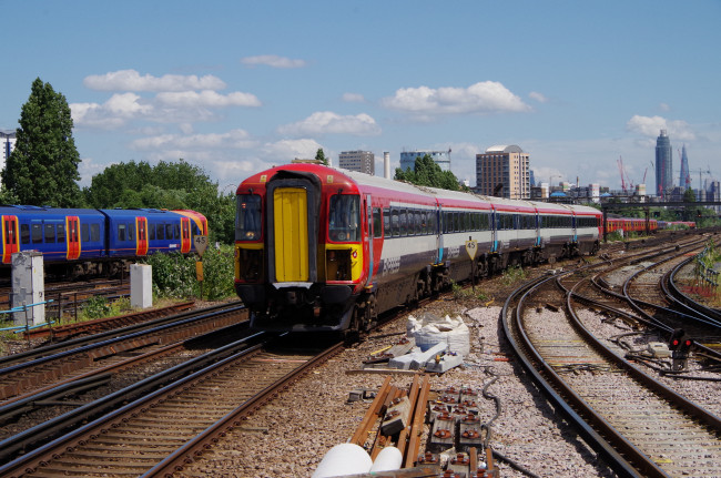 Обои картинки фото техника, поезда, состав, локомотив, рельсы, дорога, железная