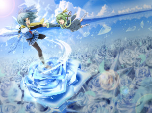 Картинка аниме touhou девушки взгляд фон