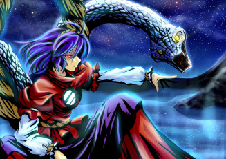 Картинка аниме touhou девушка взгляд фон