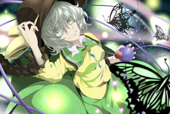 Картинка аниме touhou девушка взгляд фон