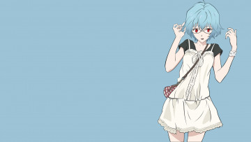 Картинка аниме evangelion девушка взгляд фон