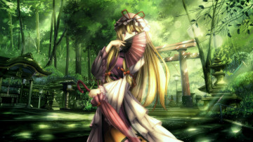 Картинка аниме touhou девушка фон взгляд