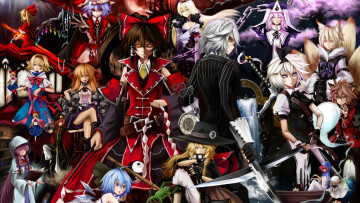 Картинка аниме touhou девушки взгляд фон