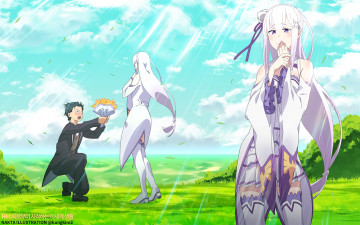 Картинка аниме re +zero+kara+hajimeru+isekai+seikatsu фон девушка взгляд