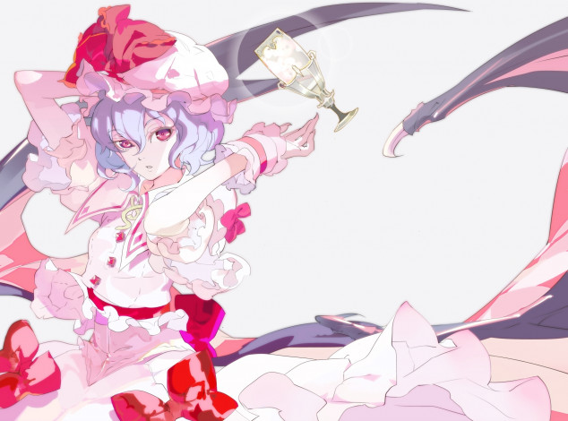 Обои картинки фото аниме, touhou, девушка, взгляд, фон