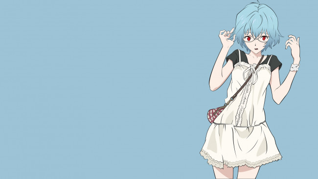 Обои картинки фото аниме, evangelion, девушка, взгляд, фон