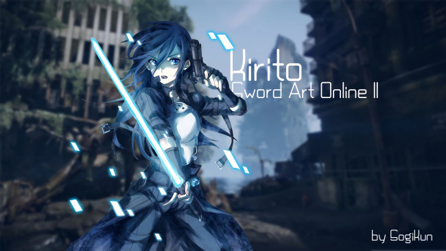 Обои картинки фото аниме, sword art online, девушка, взгляд, фон