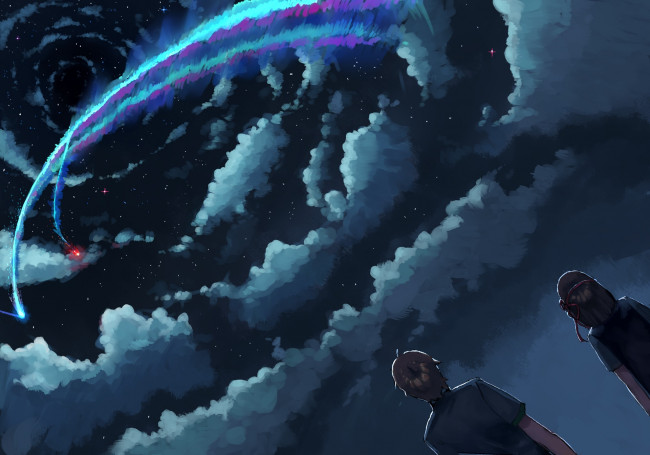 Обои картинки фото аниме, kimi no na wa, облака