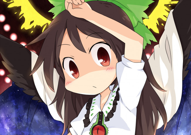 Обои картинки фото аниме, touhou, девушка, взгляд, фон