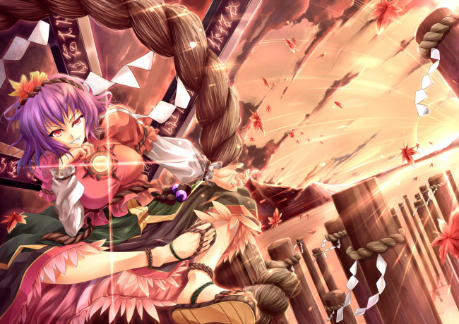 Обои картинки фото аниме, touhou, девушка, взгляд, фон