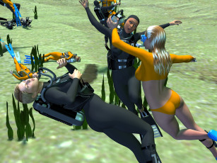 Картинка 3д+графика фантазия+ fantasy море девушки оружие фон взгляд