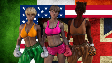 обоя 3д графика, спорт , sport, поза, фон, взгляд, девушки