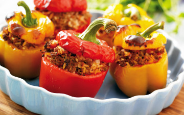 Картинка еда мясные+блюда vegetables перец meat рис мясо начинка pepper