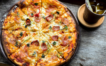 Картинка еда пицца кола лед